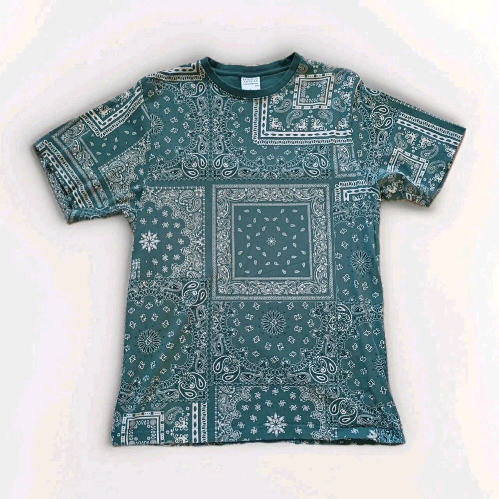 Maison Article 2021 Green Paisley T-shirt Large Bandana All Over Print AOP